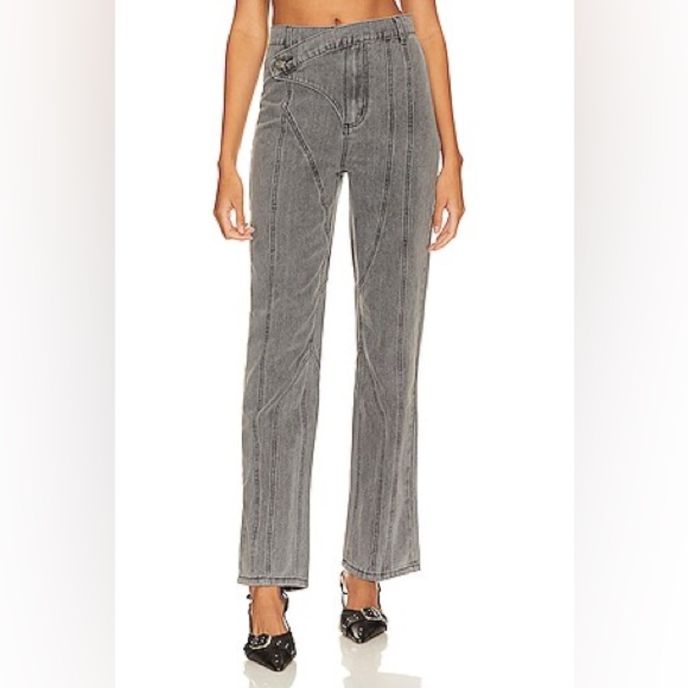 Superdown Kahina High Rise Straight Leg Jeans | Size 25 | Grey